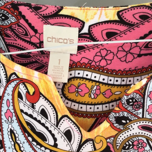 Woman top Chico’s top medium size 8 in ladies beautiful spring colors - Picture 8 of 16